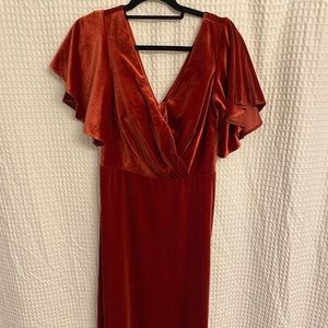Velvet Fluttery-Sleeved Dress (Size 12)